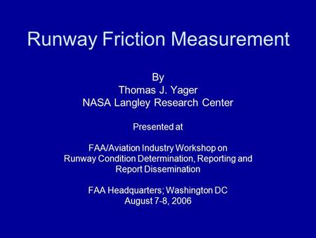 Runway Friction Measurement