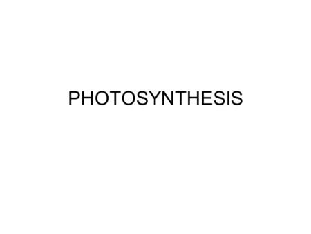 PHOTOSYNTHESIS.