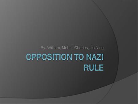 By: William, Mehul, Charles, Jia Ning. Mind Map Nazi Opposition Attempted Coup d'état Passive Resistance Private Grumbling Underground Resistance Abwehr.