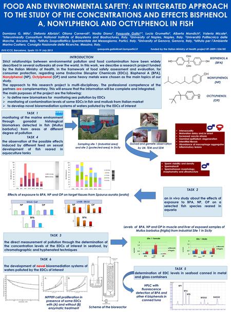 FOOD AND ENVIRONMENTAL SAFETY: AN INTEGRATED APPROACH TO THE STUDY OF THE CONCENTRATIONS AND EFFECTS BISPHENOL A, NONYLPHENOL AND OCTYLPHENOL IN FISH INTRODUCTION.