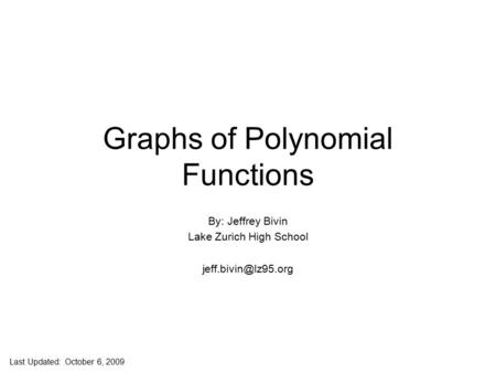 Graphs of Polynomial Functions