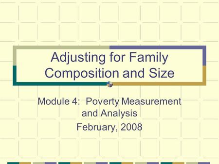 Adjusting for Family Composition and Size Module 4: Poverty Measurement and Analysis February, 2008.