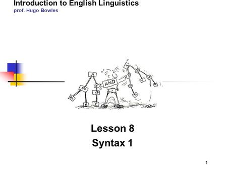 2011-12 LINGUA INGLESE 1 modulo A/B Introduction to English Linguistics prof. Hugo Bowles Lesson 8 Syntax 1 1.