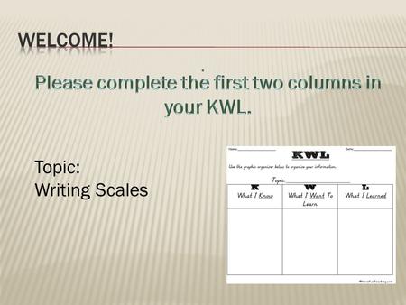 . Topic: Writing Scales. Courtney Kavanaugh Geneva Elementary School Val Brown Jackson Heights Middle School Kim Dansereau Hagerty High School.