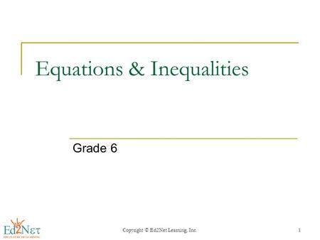 Equations & Inequalities