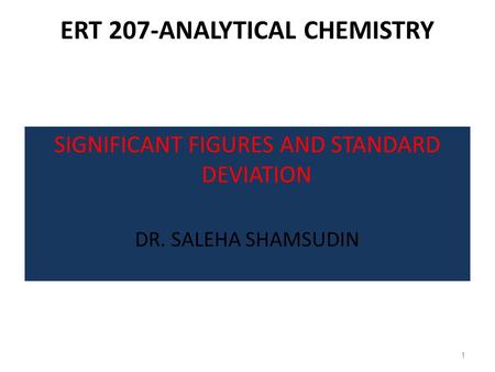 ERT 207-ANALYTICAL CHEMISTRY