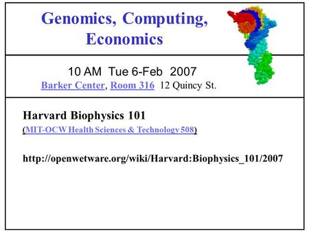 Harvard Biophysics 101 (MIT-OCW Health Sciences & Technology 508)MIT-OCW Health Sciences & Technology 508