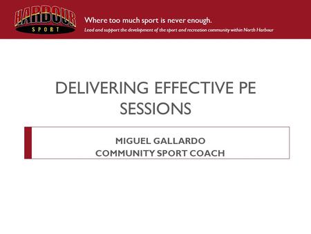Where too much sport is never enough. Lead and support the development of the sport and recreation community within North Harbour DELIVERING EFFECTIVE.