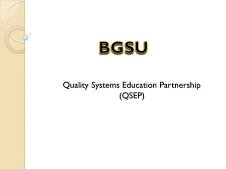 Quality Systems Education Partnership (QSEP). Overview of QSEP – What is it? EEducational partnership LLocal company & Bowling Green State University.