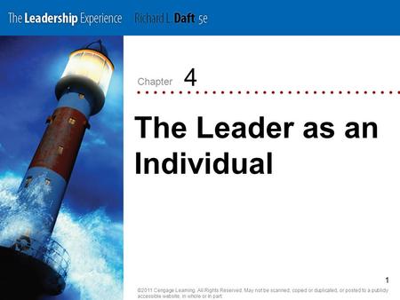 Chapter ©2011 Cengage Learning. All Rights Reserved. May not be scanned, copied or duplicated, or posted to a publicly accessible website, in whole or.