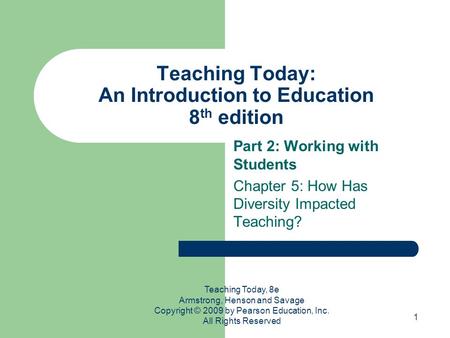 Teaching Today: An Introduction to Education 8th edition