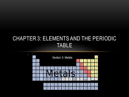 Chapter 3: Elements and the Periodic Table