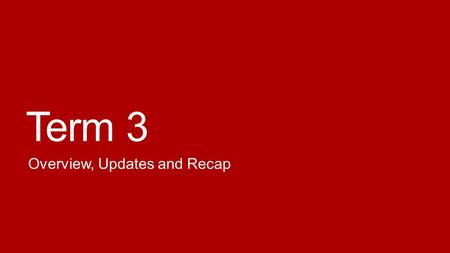 Term 3 Overview, Updates and Recap. Reminders Common Test for Term 3: Literary Analysis (two questions, based on TKAM, which must be supported with quotes);