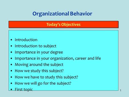 Organizational Behavior