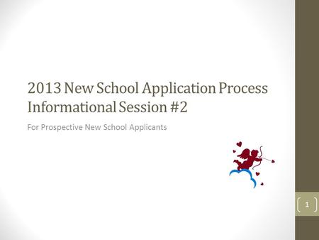 2013 New School Application Process Informational Session #2 For Prospective New School Applicants 1.