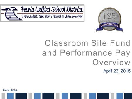 Classroom Site Fund and Performance Pay Overview April 23, 2015 Ken Hicks.