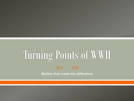  Battles that made the difference.  Lebensraum was an idea that motivated expansion  When Hitler starts taking territories Chamberlain (British) urged.