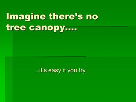 Imagine there’s no tree canopy…....it’s easy if you try.