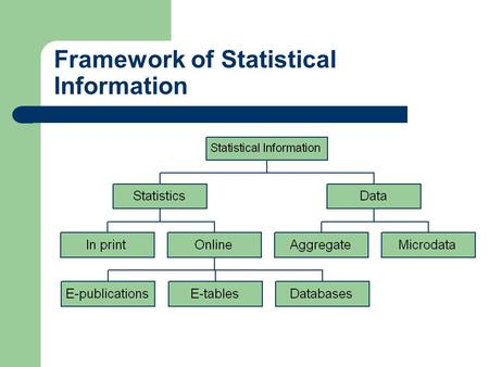 Framework of Statistical Information. This is a typology of the categories or classes of statistical information. Remember the relationship between statistics.