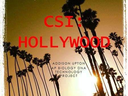 ADDISON UPTON AP BIOLOGY DNA TECHNOLOGY PROJECT CSI: HOLLYWOOD.