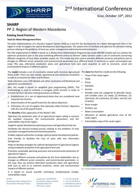 2 nd International Conference Graz, October 10 th, 2012 SHARP PP 2: Region of Western Macedonia Fig. 1: Comparing different scenarios with the use of DSS.