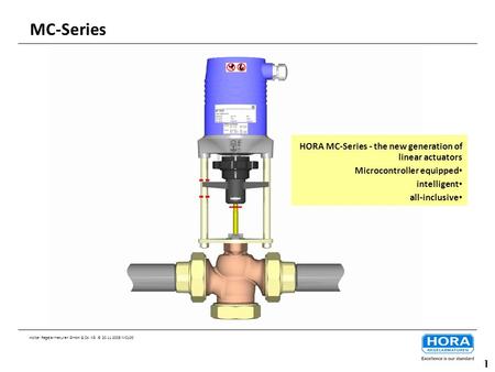 MC-Series Holter Regelarmaturen GmbH & Co. KG © 20.11.2008 MC100 1 HORA MC-Series - the new generation of linear actuators Microcontroller equipped intelligent.