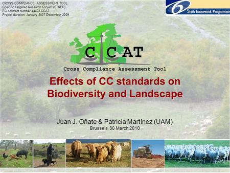 CROSS-COMPLIANCE ASSESSMENT TOOL Specific Targeted Research Project (STREP) EC contract number 44423-CCAT Project duration: January 2007-December 2009.