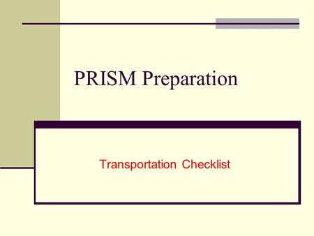 Transportation Checklist