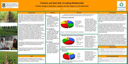 Aim This project aims to evaluate the current cropping practices impacting on soil biodiversity and determine the motivational factors that affect change.