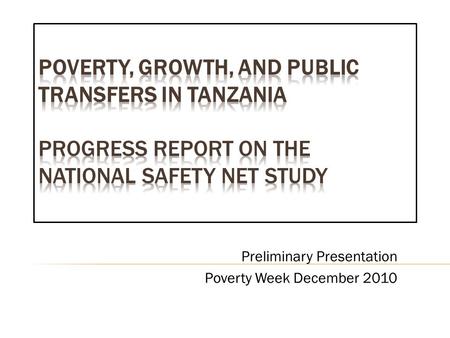 Preliminary Presentation Poverty Week December 2010.