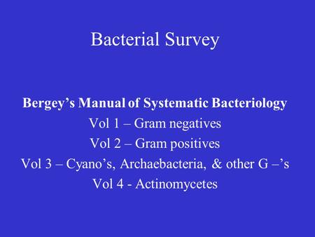 Bergey’s Manual of Systematic Bacteriology