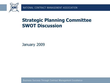 Strategic Planning Committee SWOT Discussion January 2009.