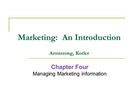 Marketing: An Introduction Armstrong, Kotler