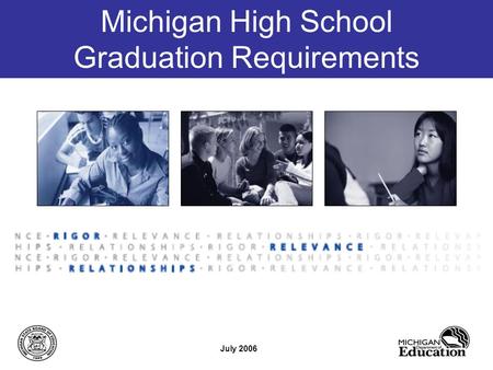 Michigan High School Graduation Requirements July 2006.