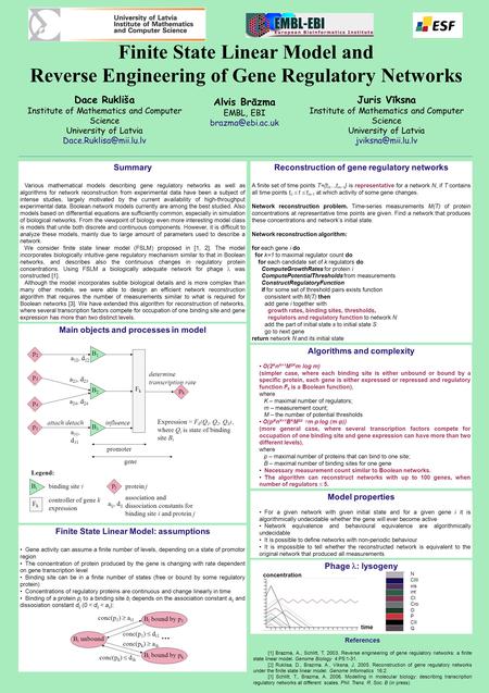 Summary Various mathematical models describing gene regulatory networks as well as algorithms for network reconstruction from experimental data have been.