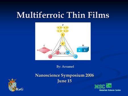 Multiferroic Thin Films Nanoscience Symposium 2006 June 15 By: Arramel RuGRuG.