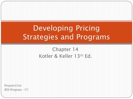 Developing Pricing Strategies and Programs