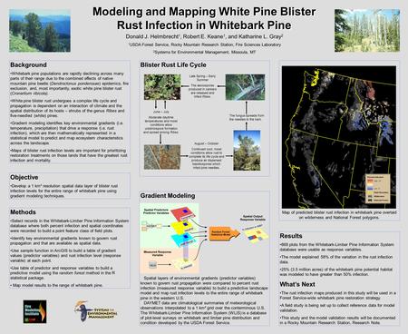Gradient Modeling Spatial layers of environmental gradients (predictor variables) known to govern rust propagation were compared to percent rust infection.