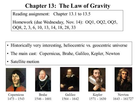 Chapter 13: The Law of Gravity