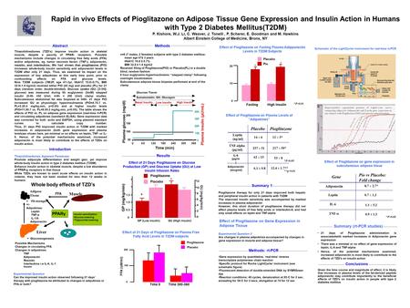 Rapid in vivo Effects of Pioglitazone on Adipose Tissue Gene Expression and Insulin Action in Humans with Type 2 Diabetes Mellitus(T2DM) P. Kishore, W.J.