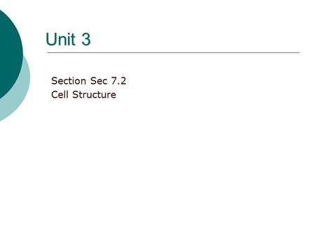 Unit 3 Section Sec 7.2 Cell Structure. Animal and Plant Cells Have More Similarities Than Differences.