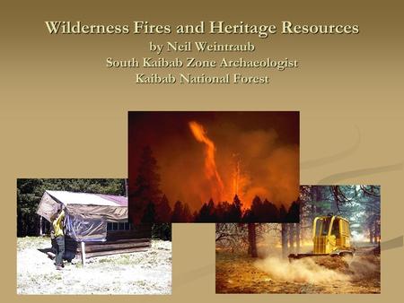 Wilderness Fires and Heritage Resources by Neil Weintraub South Kaibab Zone Archaeologist Kaibab National Forest.