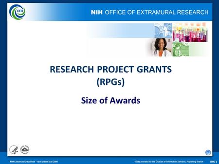 NIH Extramural Data Book – last update May 2008Data provided by the Division of Information Services, Reporting Branch RPG 1 RESEARCH PROJECT GRANTS (RPGs)