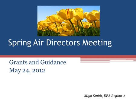 Spring Air Directors Meeting Grants and Guidance May 24, 2012 Miya Smith, EPA Region 4.