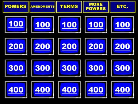 POWERS AMENDMENTS TERMS MORE POWERS ETC. 200 300 400 100 200 300 400 100 200 300 400 100 200 300 400 100 200 300 400 Categories and amounts 100.