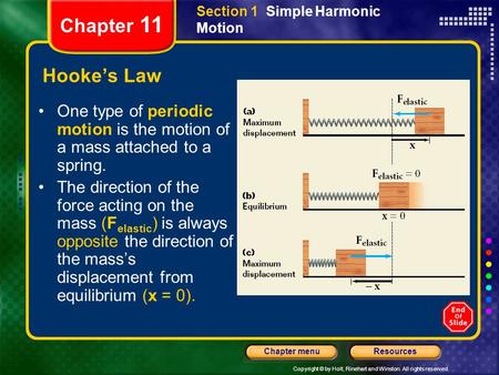 Section 1  Simple Harmonic Motion