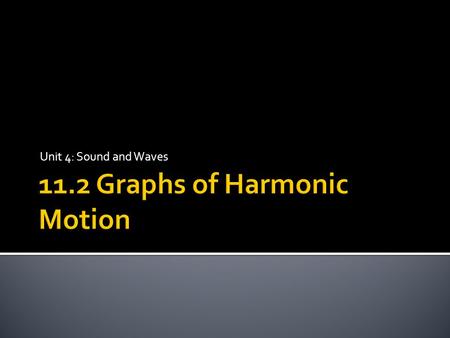 Unit 4: Sound and Waves.  Seeing a pattern of cycles on a graph is an indication that harmonic motion is present  Periodic motion: graphs repeat every.