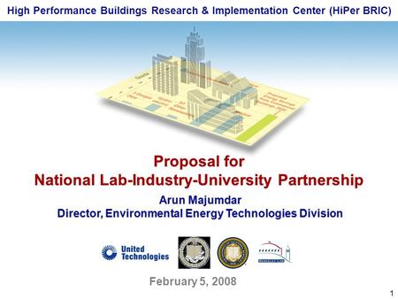 1 High Performance Buildings Research & Implementation Center (HiPer BRIC) Proposal for National Lab-Industry-University Partnership Proposal for National.