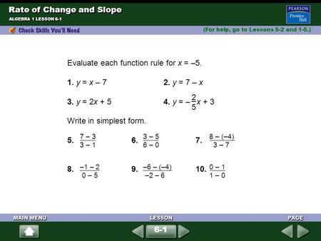 Rate of Change and Slope