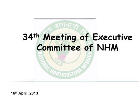 34 th Meeting of Executive Committee of NHM 16 th April, 2013.